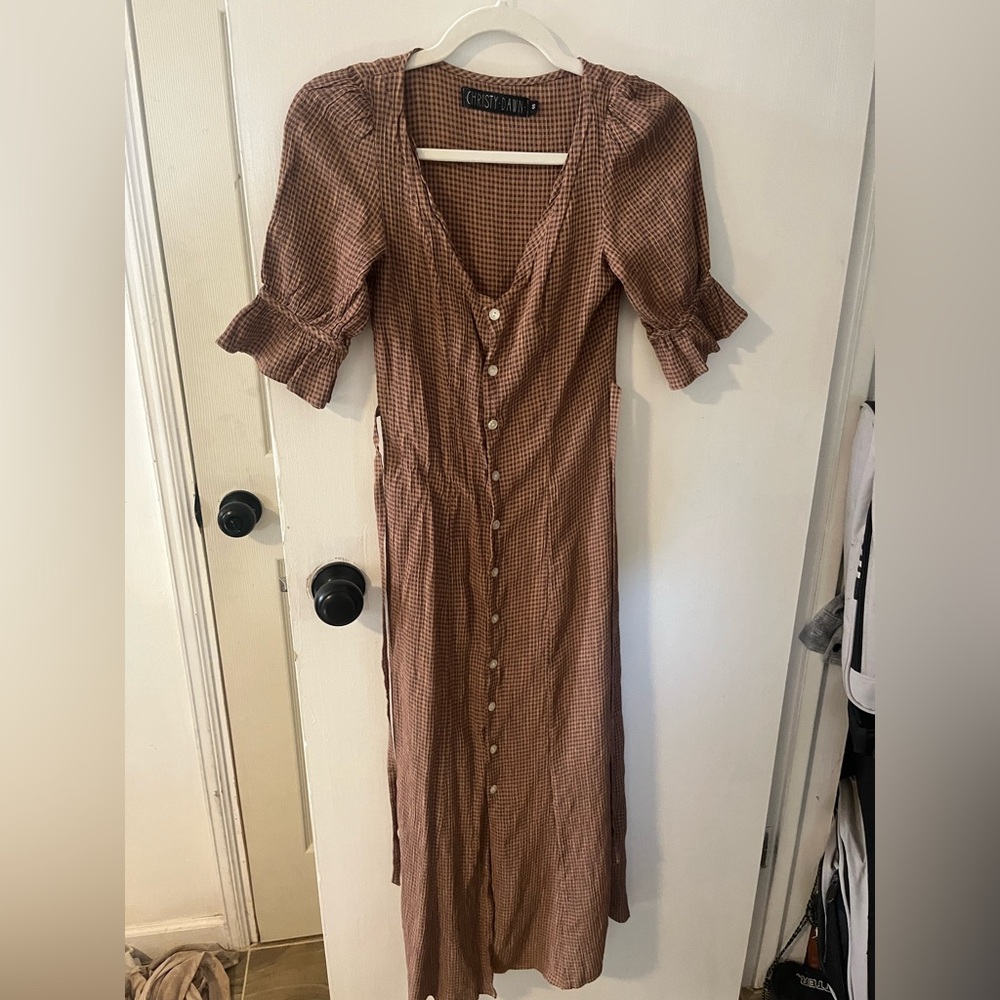 Christy Dawn Brown Checkered Dress